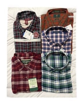 Thick Soft Quality Flannel Plaid Button Up Long Sleeve Shirts NWT Men's Sz XXL